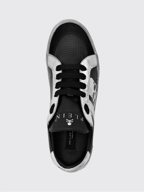 Philipp plein Retrokickz TM Leather Sneakers with Skull Print and Worn Effect Black (FADSUSC0633PLE005N0270) (3)