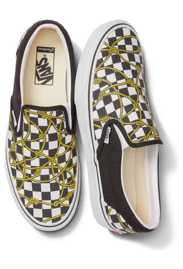 VANS Gepersonaliseerde Checkerboard Ropes Slip-on Zwart (VN0A3VC0117)