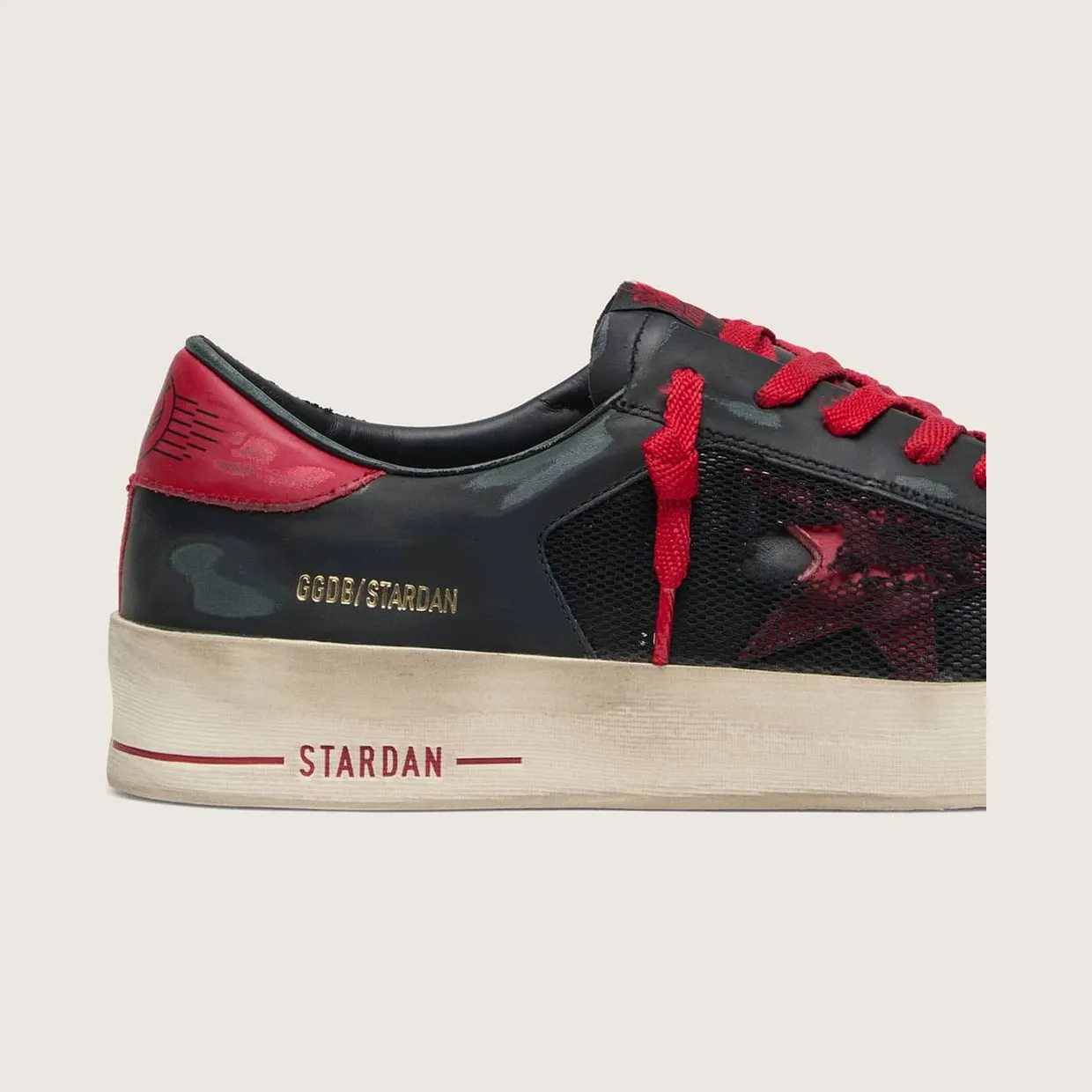 Golden Goose Men’S Stardan In Black Leather With Red Star And Black Mesh And Red Leather Inserts (GMF00190.F000947.90235) (4)