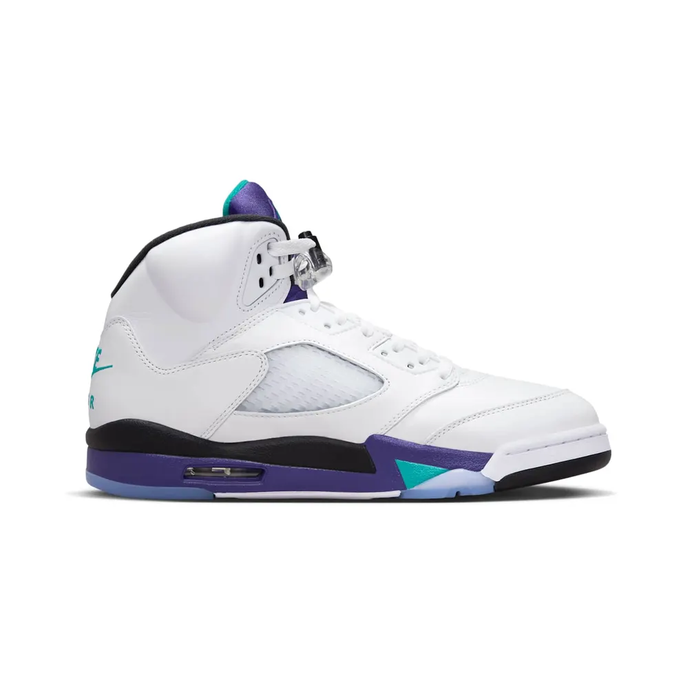 Jordan Air 5, White HQ7978-100 – “White / Grape Ice-new Emerald”