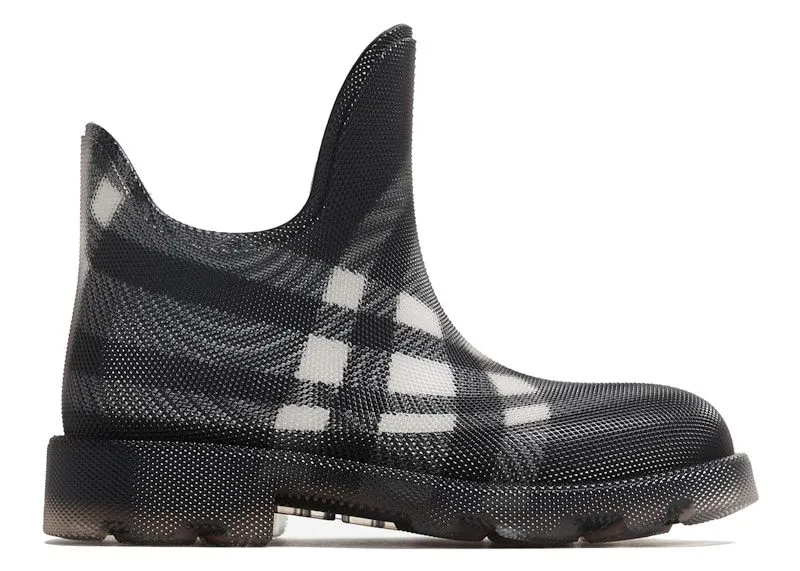 Burberry Marsh Checked Ankle Boots Black White (8083382)
