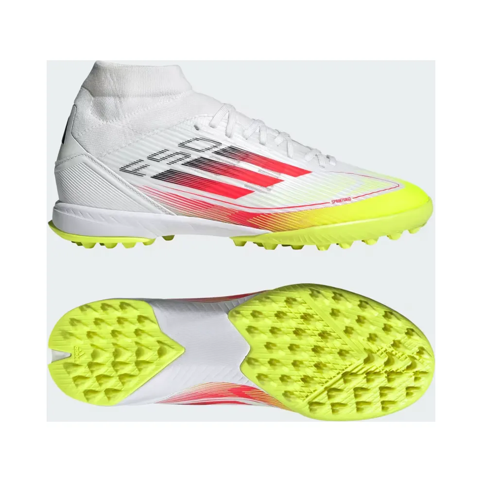 adidas F50 League Mid Turf Boots “Cloud White / Lucid Red / Solar Yellow” (IH3864)