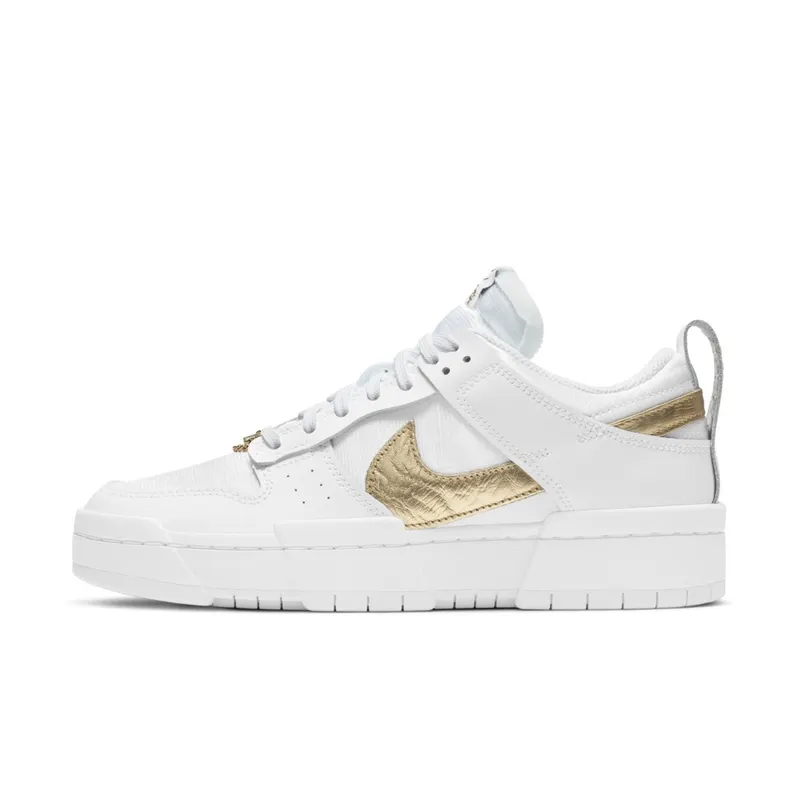 Nike Dunk Low Disrupt White Metallic Gold (W) White/White-Metallic Gold (DD9676-100)
