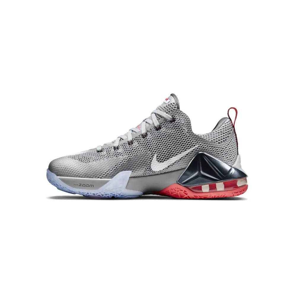 Nike LeBron 12 Low Earned Wolf Grey/White-Dark Grey-Hot Lava (724557-014)