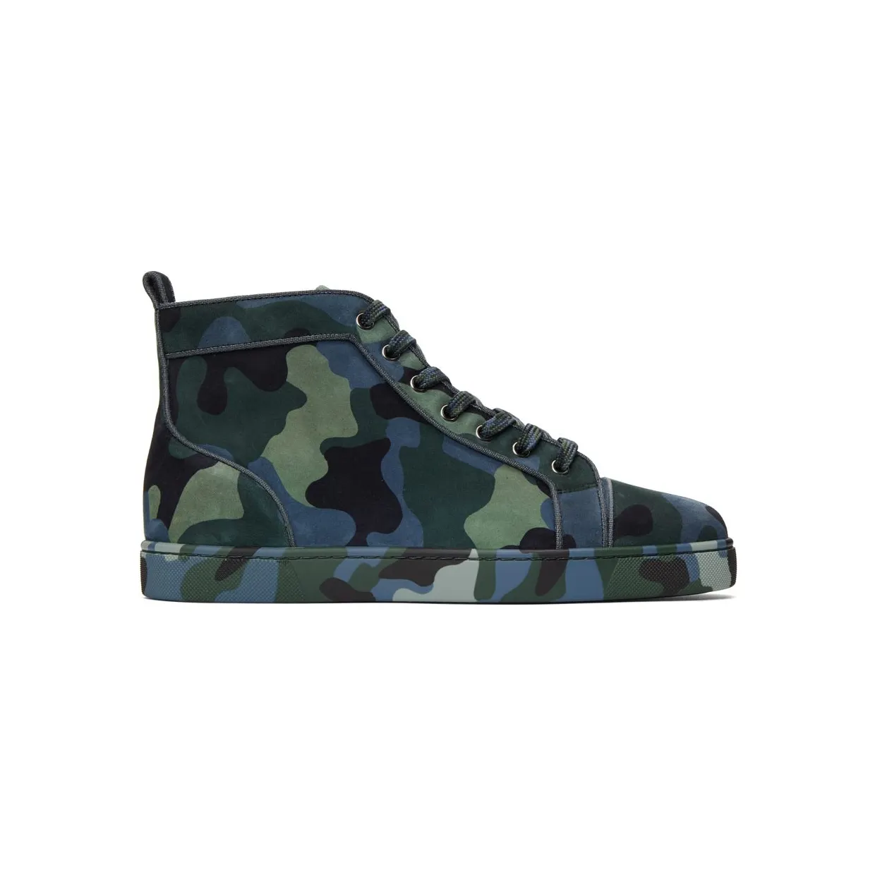 Christian Louboutin Blue & Green Louis Orlato Flat High-Top Sneakers (1220592)