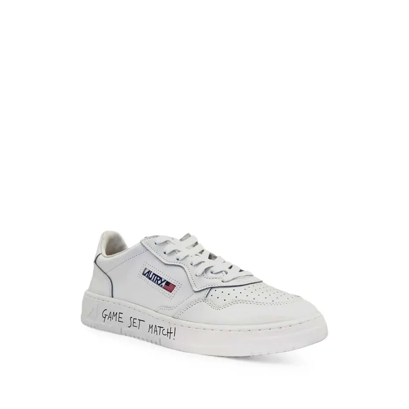 Autry Medalist Slogan-print Leather “White” (AULM ML08)