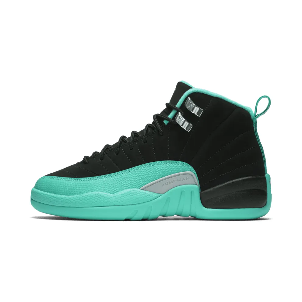 Jordan 12 Retro Hyper Jade (GS) Black/Metallic Silver-Hyper Jade (510815-017)