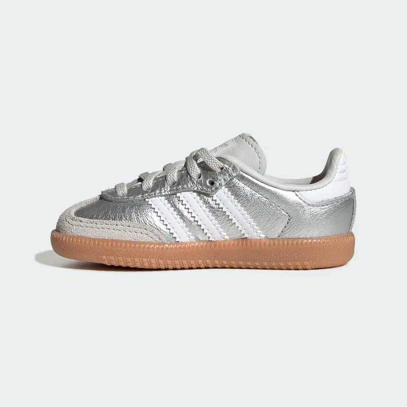 Adidas SAMBA OG COMFORT CLOSURE ELASTIC LACE Shoes Silver Metallic / Cloud White / Gum (KK2346)