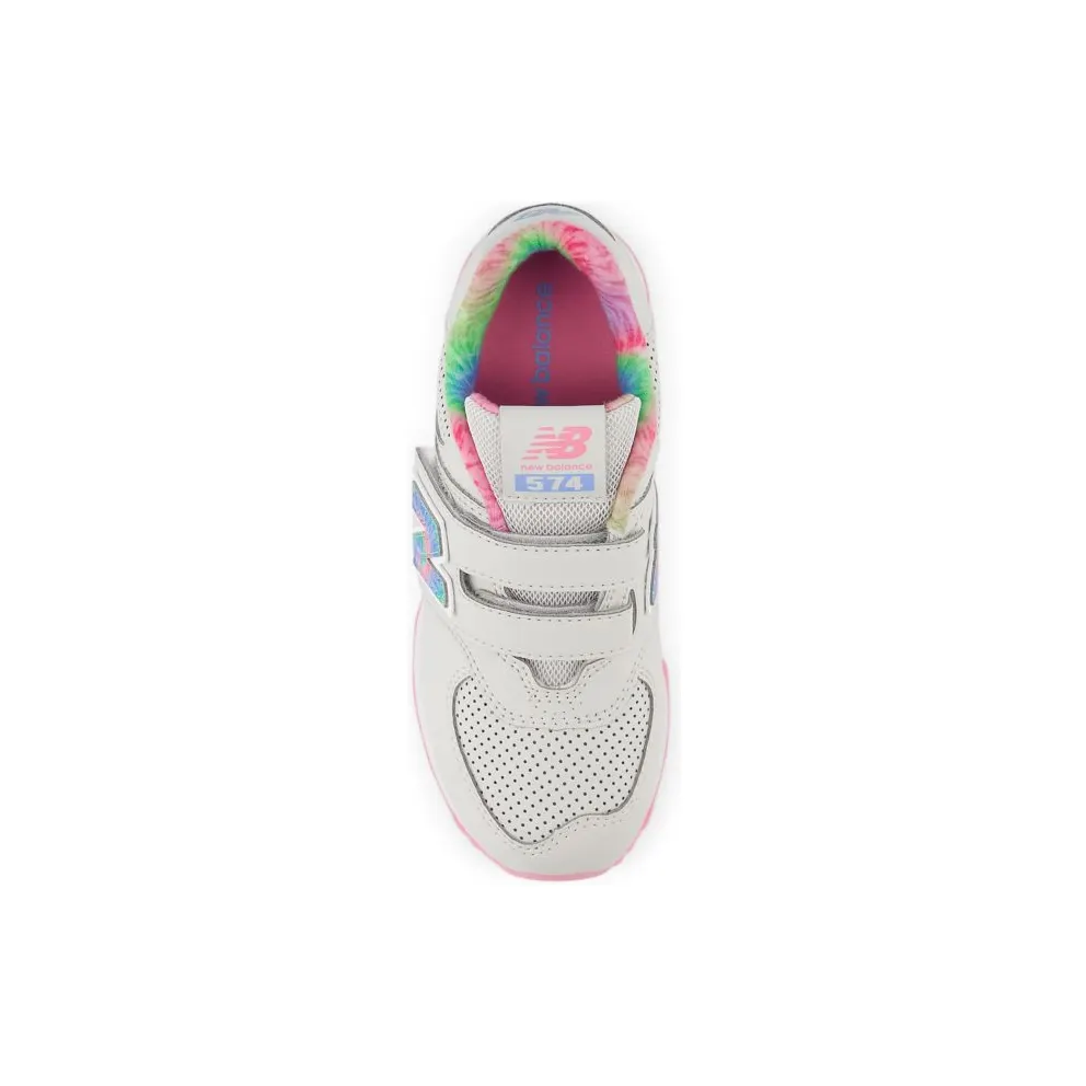 New Balance 574 Hook and Loop Grey Matter Signal Pink Tie-Dye (PV574KL)