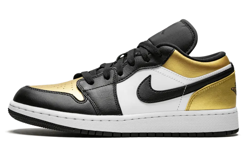 Air Jordan 1 Low’Gold Toe’ GS Metallic Gold/Black/White (CQ9487-700)