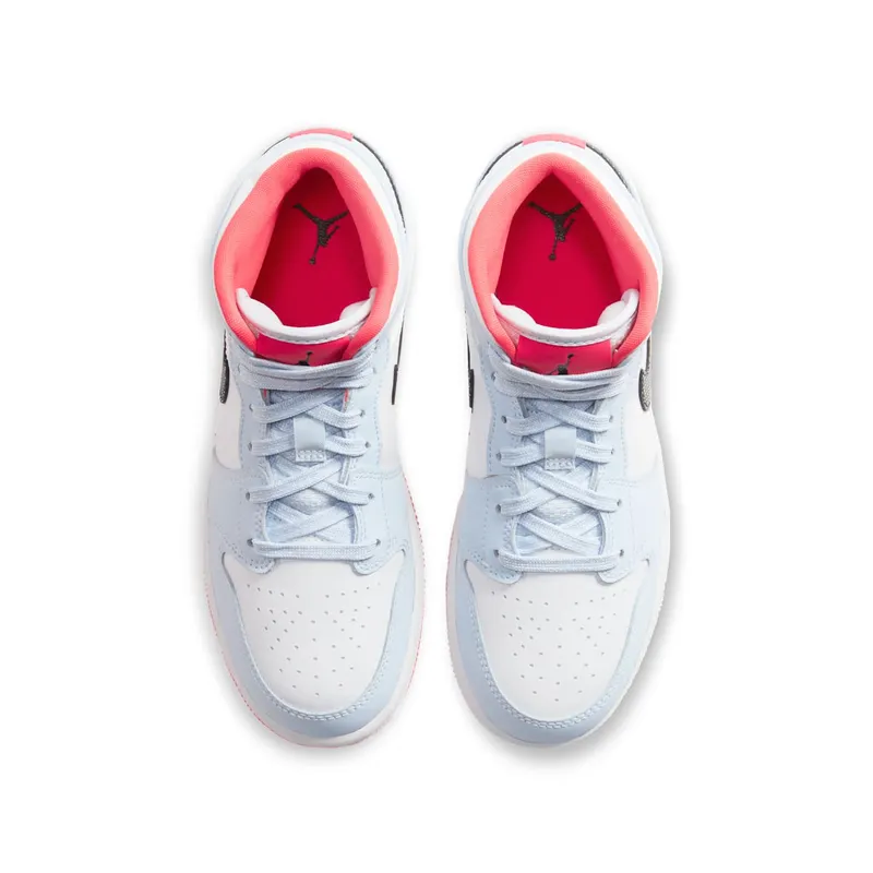 Jordan 1 Mid Half Blue Polka Dot Swoosh (GS) Half Blue/Black-White (555112-400)