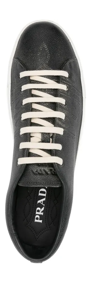 Prada Aged-effect Lace-up Low-top “Black” (2EE448 F G001 3LRE F0632) (4)
