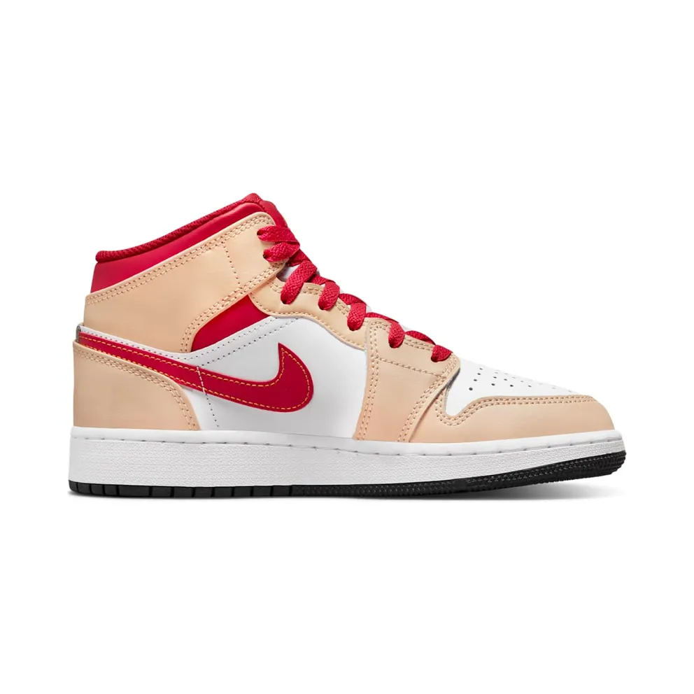 Air Jordan 1 Mid GS “Beige / Red” (554725-201)