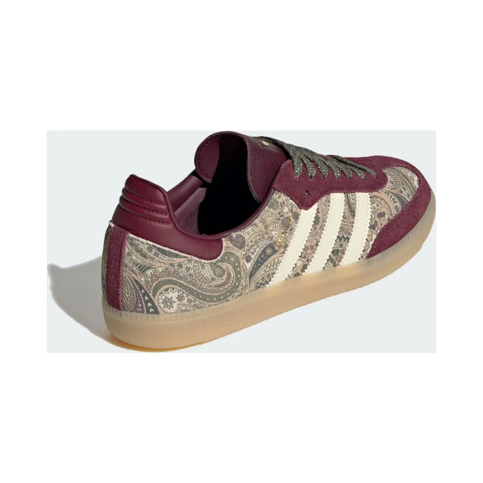 Adidas SAMBA OG X LIBERTY LONDON Shoes Maroon / Warm Vanilla / Olive Strata (KH9802)