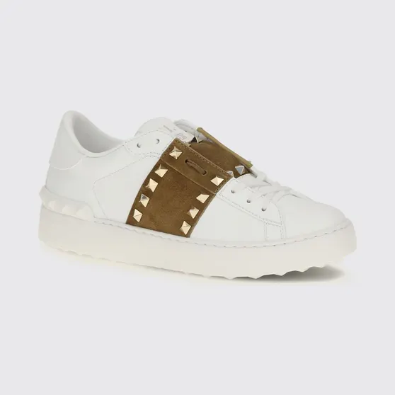 Valentino garavani Rockstud Untitled Leather and Suede Sneakers with Iconic Studs White (S0A01ZBV3DZ)