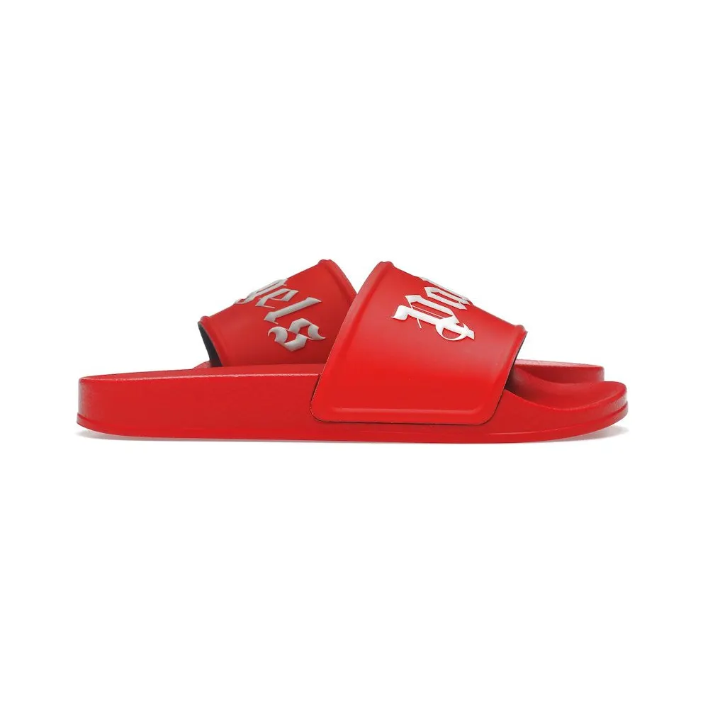 Palm Angels Pool Slides Red White (PMIC001C99PLA0012501)