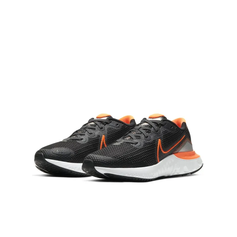 Nike Renew Run Black Total Orange (GS) Black/Chrome/Particle Grey (CT1430-001)
