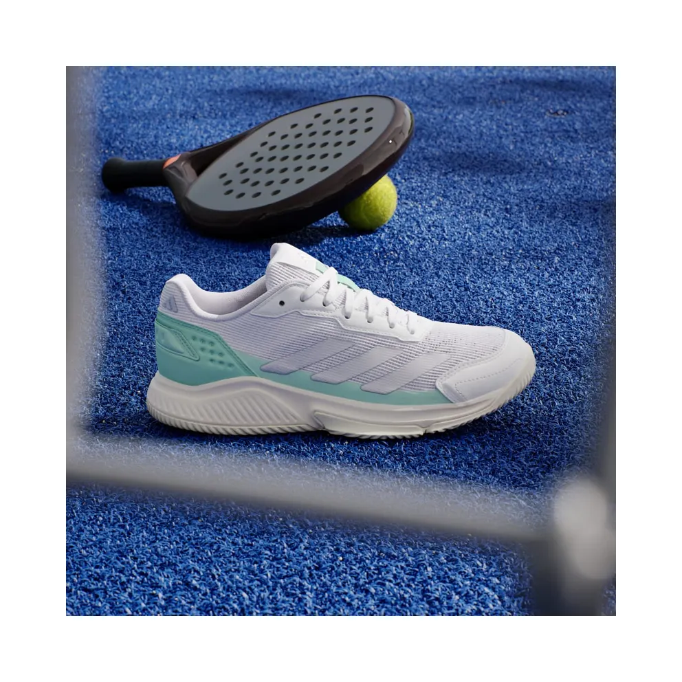 Adidas Courtquick Padel Shoes Cloud White / Silver Metallic / Clear Mint (KI3592)