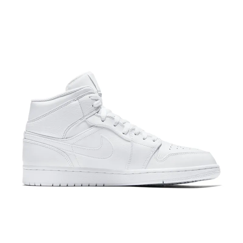 Jordan 1 Mid Triple White (2018) White/White-Pure Platinum (554724-109)