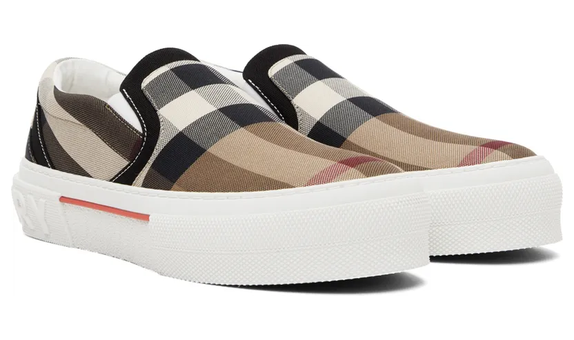 Burberry Beige Exaggerated Check Sneakers (8056762) (4)