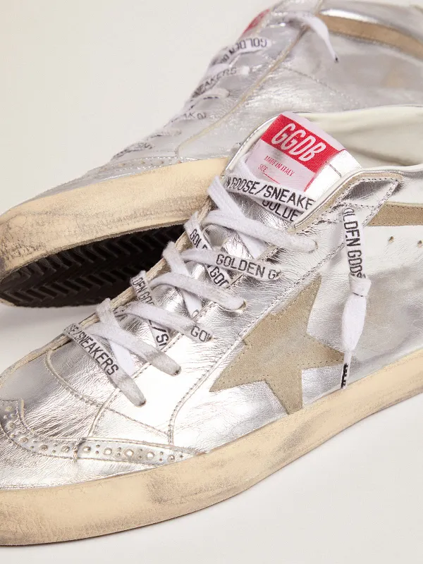 Golden Goose Mid Star In Silver Laminated Leather With Dove Gray Star (GWF00122.F002794.70216) (4)