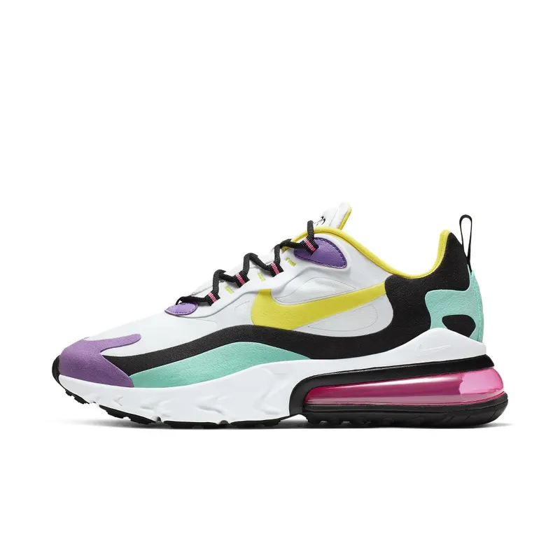 Nike Air Max 270 React Geometric Art White/Black-Bright Violet-Dynamic Yellow (AO4971-101)