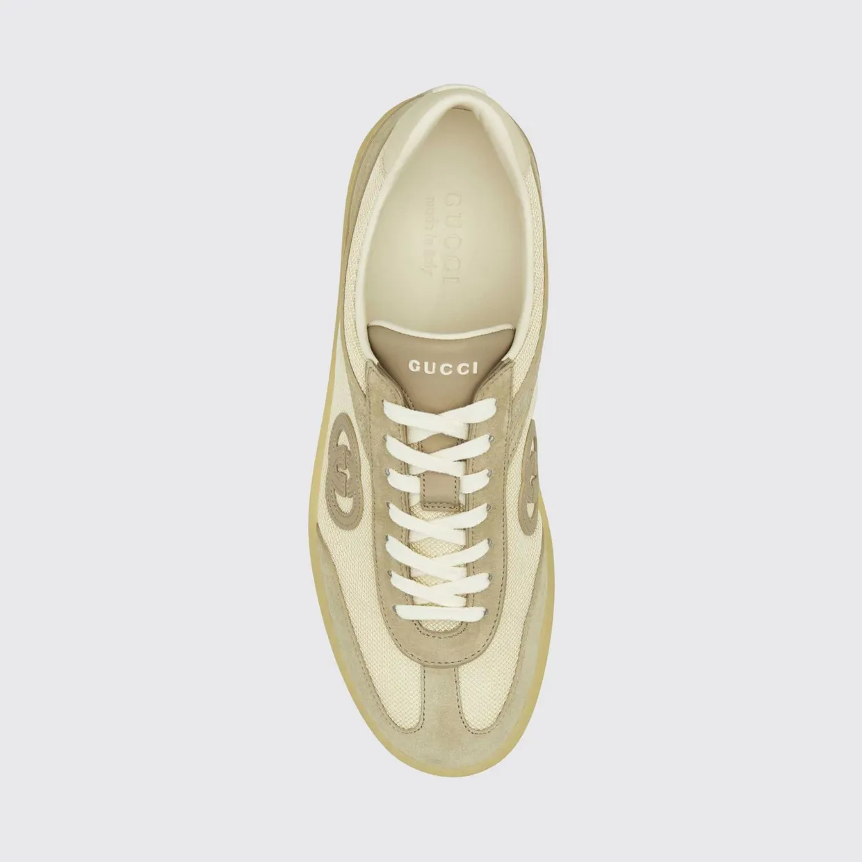 Gucci G75 Low-Top Sneakers in GG Monogram Fabric and Suede White (791742AAECN9548) (2)