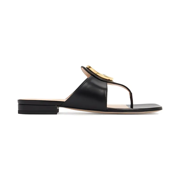 Gucci Blondie Thong Leather Sandals Black (739048 C9D00 1000)