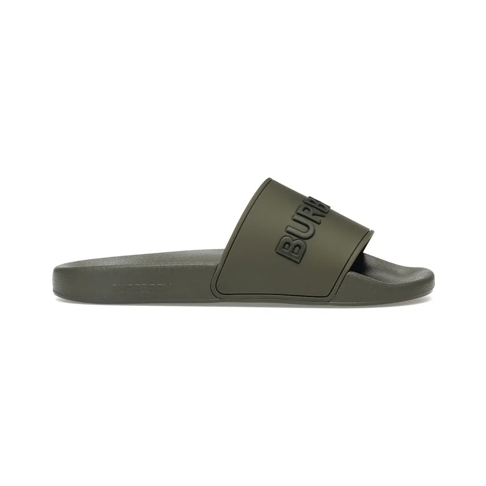 Burberry Embossed Logo Slides Dark Fern Green Black (8052730)