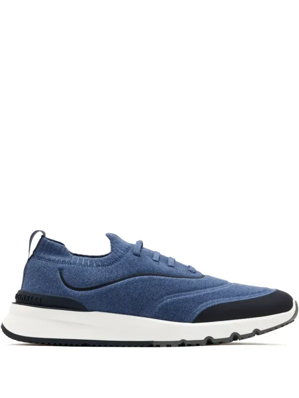 Brunello Cucinelli Sneakers in Strickoptik – Blau (MZUAUFO340CIK60)