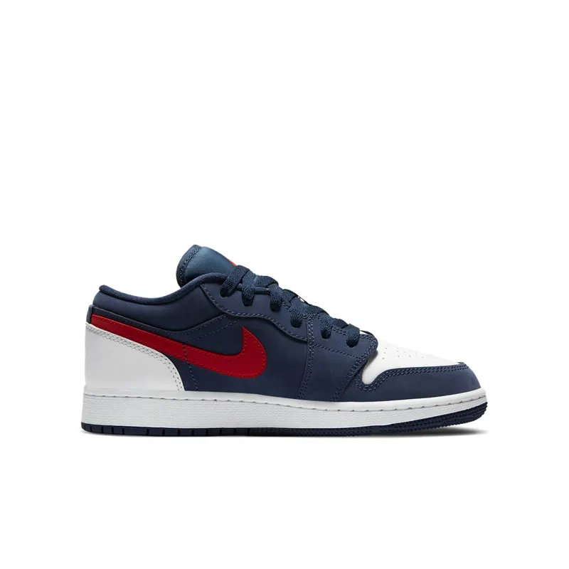 Jordan 1 Low USA (GS) Midnight Navy/White-University Red (CV9844-400)
