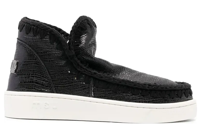 Mou van bewerkt leer met stiksel “Black” (SW211033R)