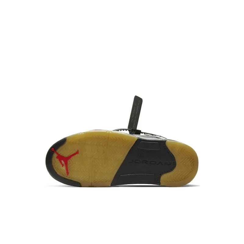 Jordan 5 Retro Off-White Black (PS) Black/Muslin-Fire Red (CV4827-001)