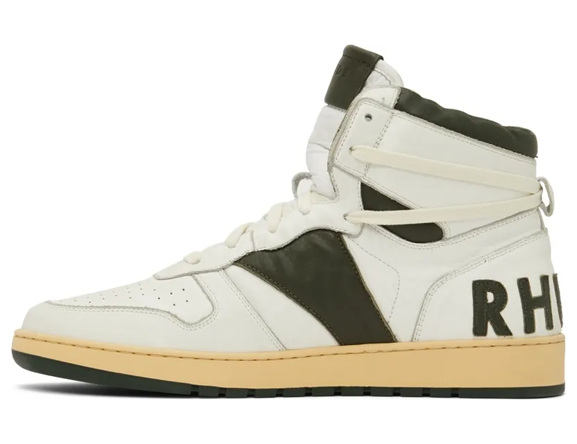 Rhude SSENSE Exclusive White & Green Rhecess Hi Sneakers (RHSS22FO05178499) (3)