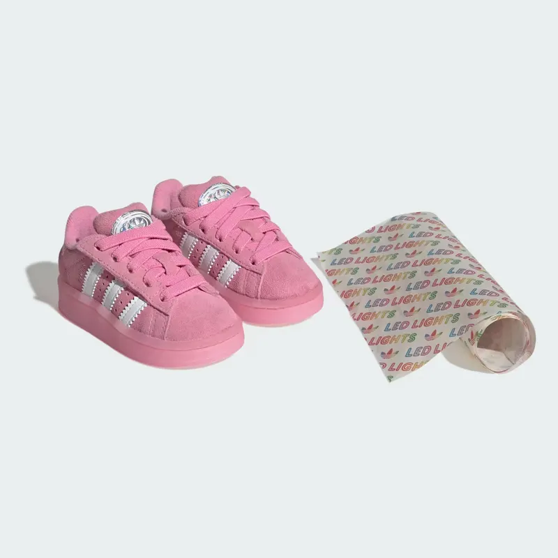 Adidas Campus 00s Led Lights Comfort Closure Elastic Lace Sneakers Kids Bliss Pink / Cloud White / Clear Pink (JS1283)