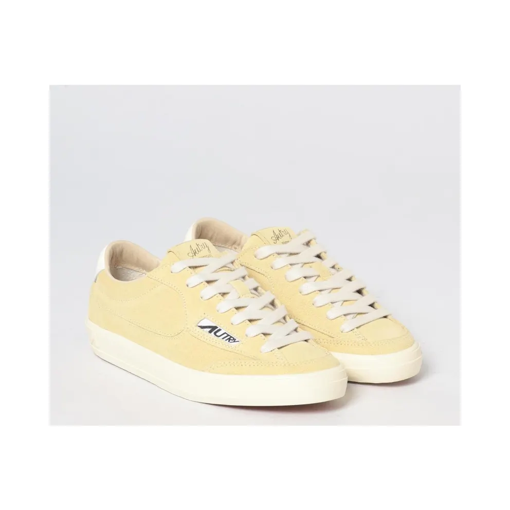 Autry Windscape Leather and Suede Low-Top Sneakers with Carved Logo Yellow (SCLWKT04)