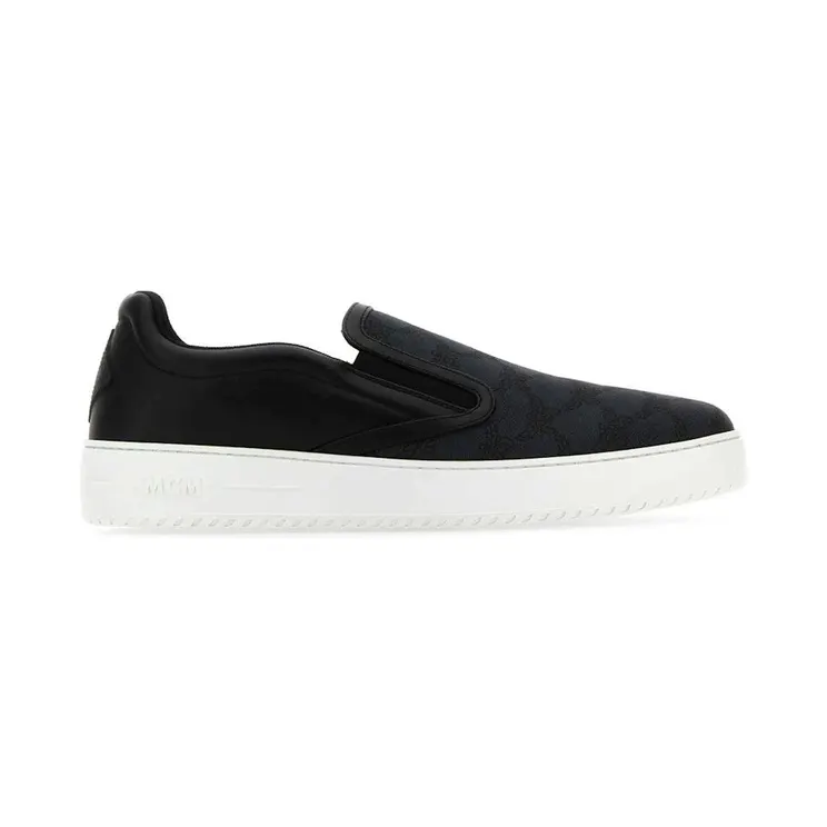 MCM Monogram-Print Leather Slip-On Black Grey (MEXESAJ02)