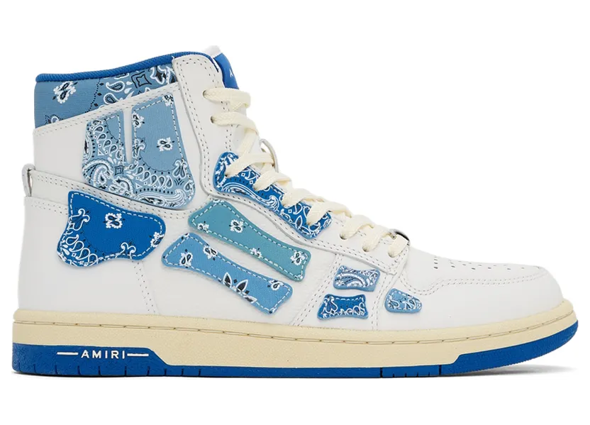 AMIRI White & Blue Skel Top Hi Bandana Sneakers (PS22MFS016-420)