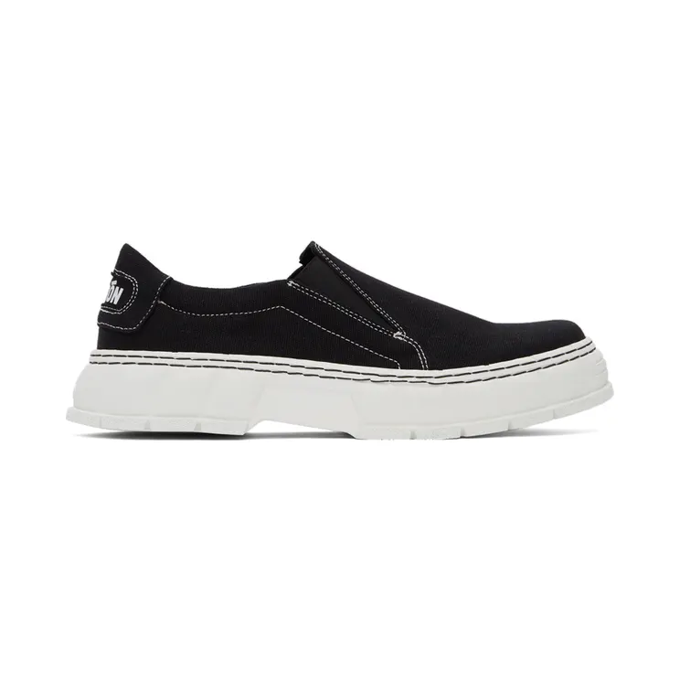 Virón SSENSE Exclusive Black Recycled Canvas 1984 Slip-On Sneakers (1984-04-C-910)