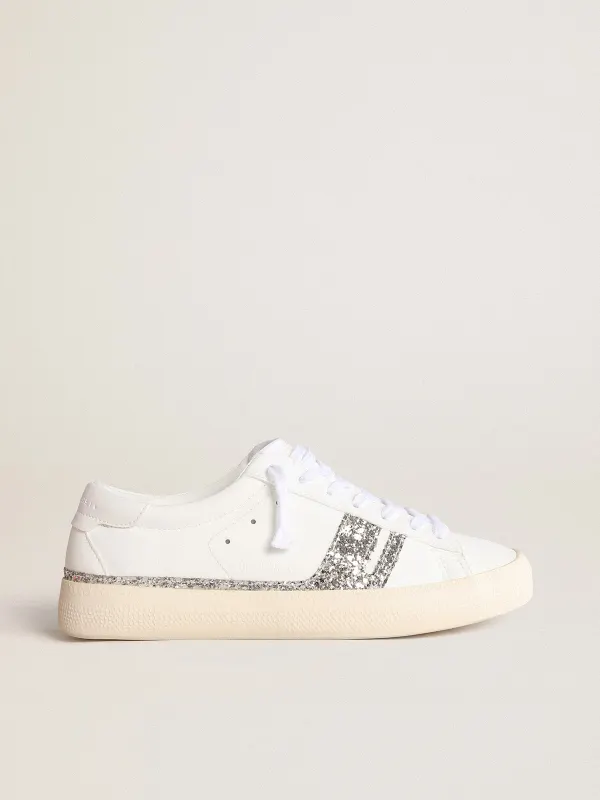 Golden Goose Yatay Model 1B Sustainable With White Bio-Based Upper And Silver Recycled Glitter Y (GUF00453.F004015.11325)