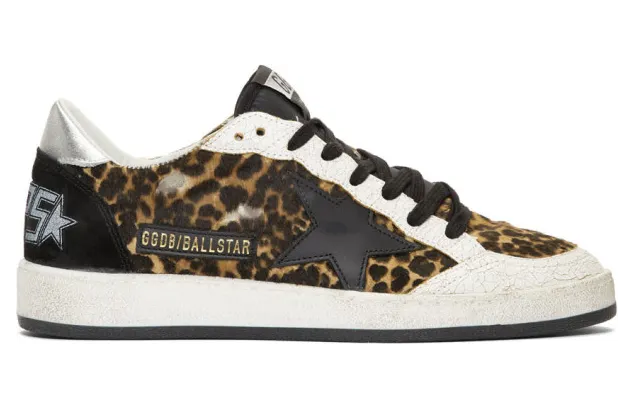 Golden Goose Tan and Black Calf-Hair Animalier Ball Star Sneakers (G35MS592.A18)