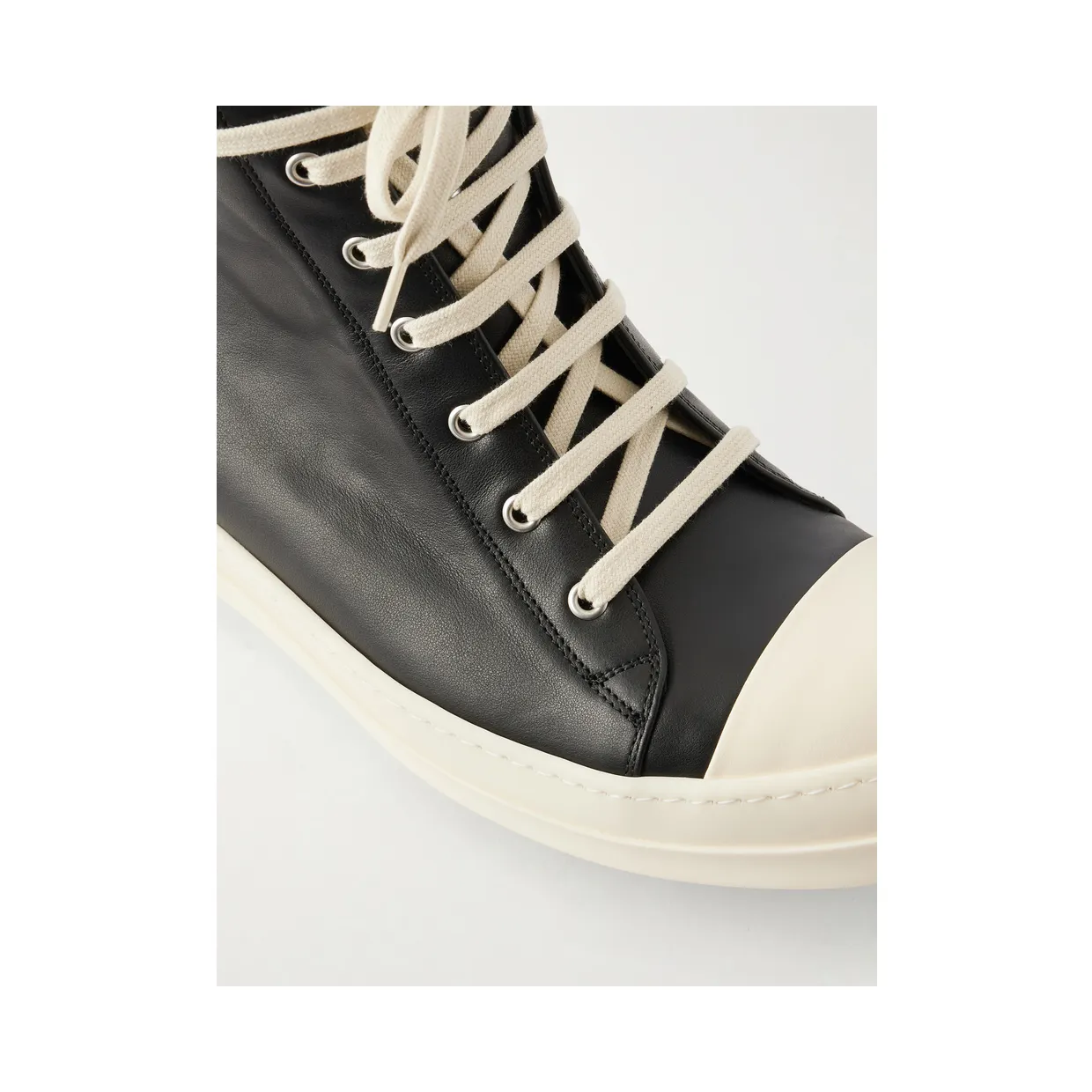 Rick Owens Ramones Full-Grain Leather and Rubber Sneakers Black (RU02F4890) (5)
