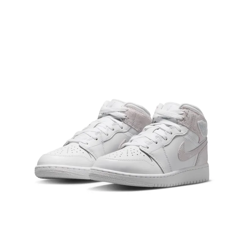 Jordan 1 Mid GS “White Field Silver” (IR2320-100)