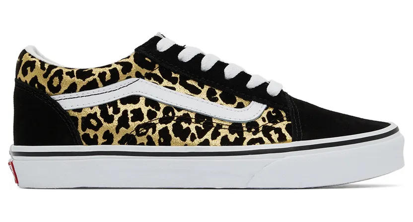 Vans Kids Black & Gold Leopard Old Skool Big Kids Sneakers (VN0A5EE6ABS1)