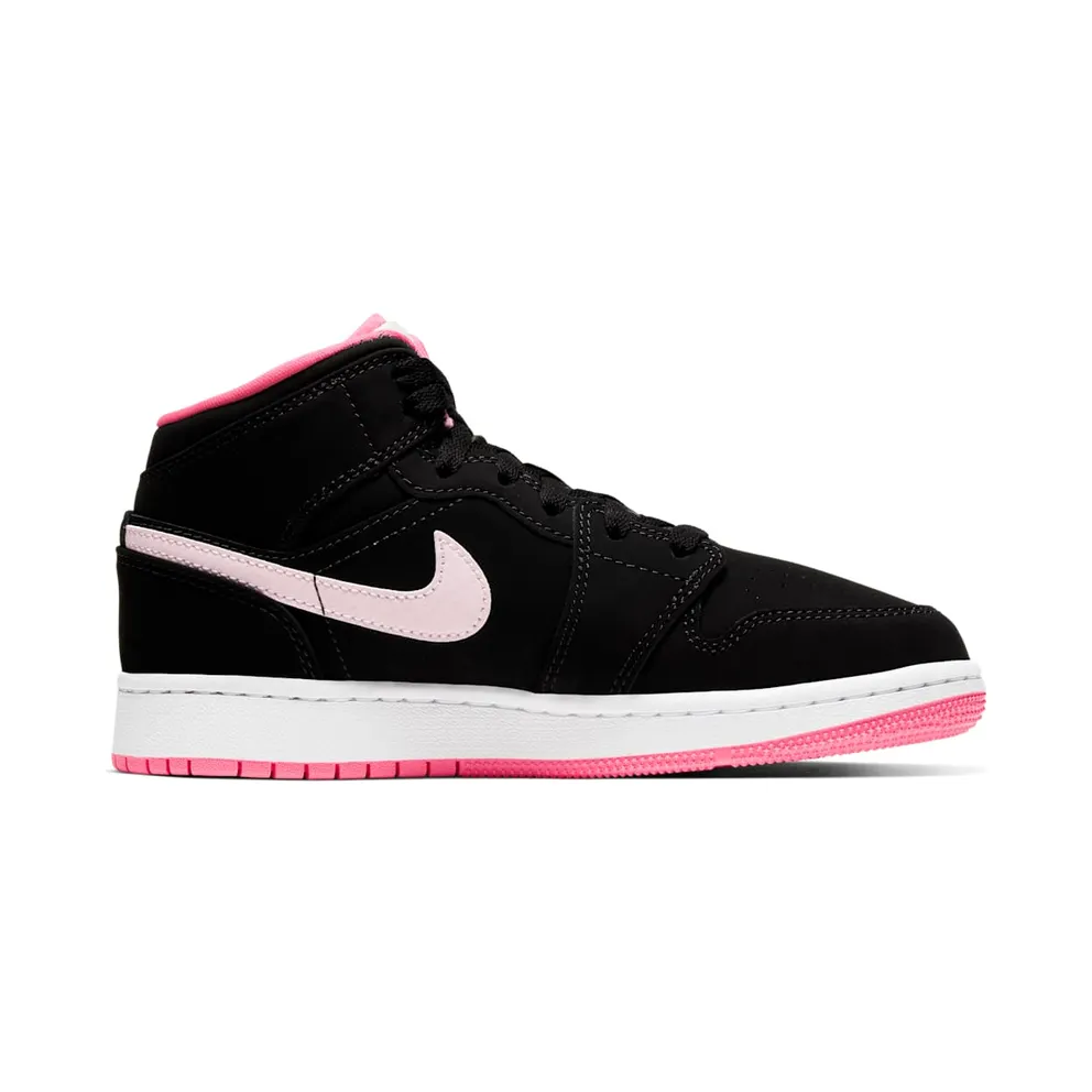 Jordan 1 Mid Black Digital Pink (GS) Black/Digital Pink-White-Pink Foam (555112-066)