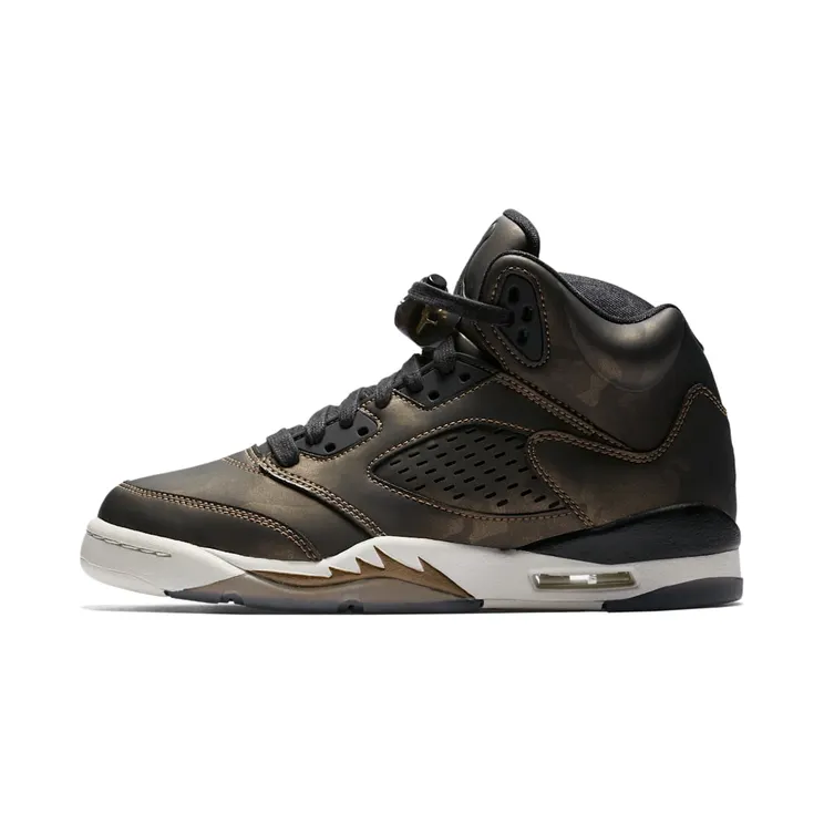Jordan 5 Retro Heiress Camo (GS) “Black / Light Bone / Metallic Field” (919710-030)