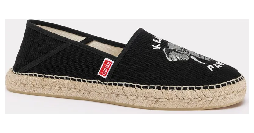 Kenzo Espadrilles Brodées ‘Kenzo Elephant’ En Toile Homme Noir – Taille 43 (FE55ES030F82)