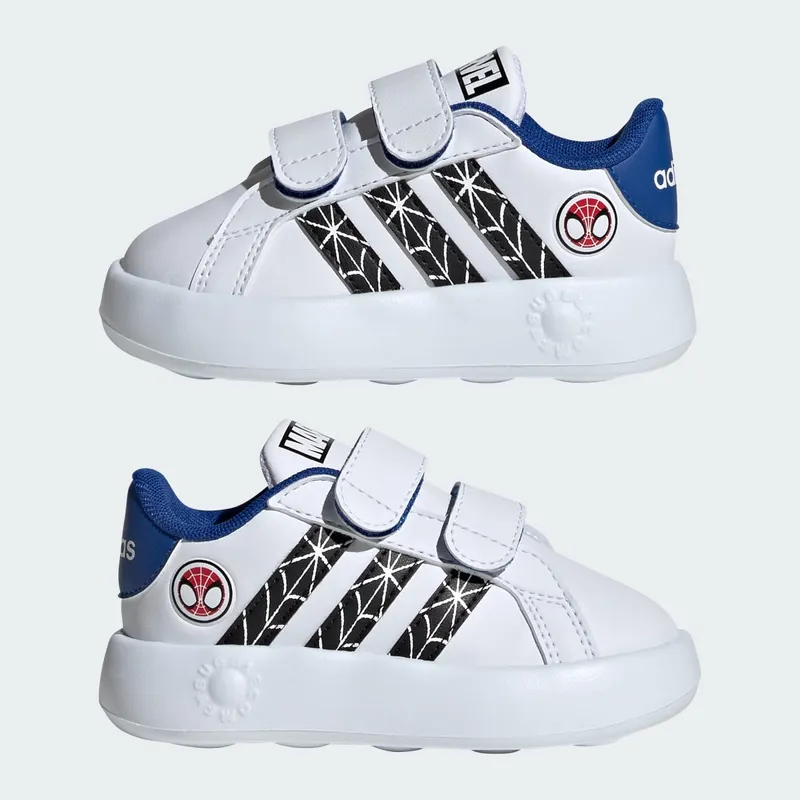 adidas Marvel’s Spider-Man Grand Court Kids’ Shoes Cloud White / Core Black / Royal Blue (ID8017)