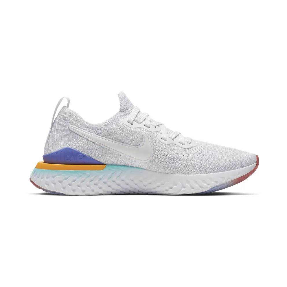 Nike Epic React Flyknit 2 White Hyper Jade Ember Glow (W) White/White/Hyper Jade-Ember Glow-Sapphire-Laser Orange (BQ8927-104)