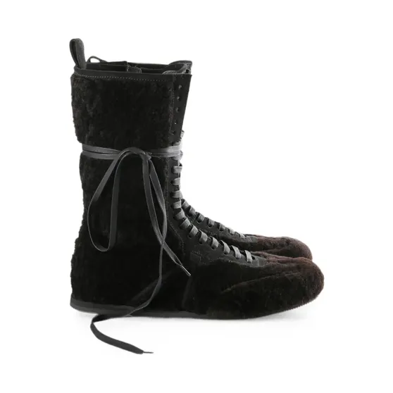 Ann Demeulemeester Fides High-Top-Sneakers mit Shearling “Brown” (2502WN34FR008)